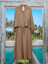 Ladies Summer Collar Down Drawstring Shirts With Long Skirts